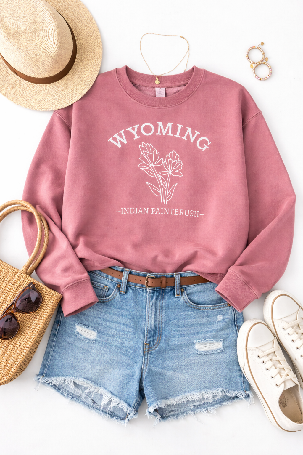 Wyoming Indian Paintbrush Crewneck – Western Floral Sweatshirt | Wyoming State Flower Pullover