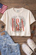 USA Eagle Crop Tee – Patriotic Cropped T-Shirt | Vintage American Graphic Top