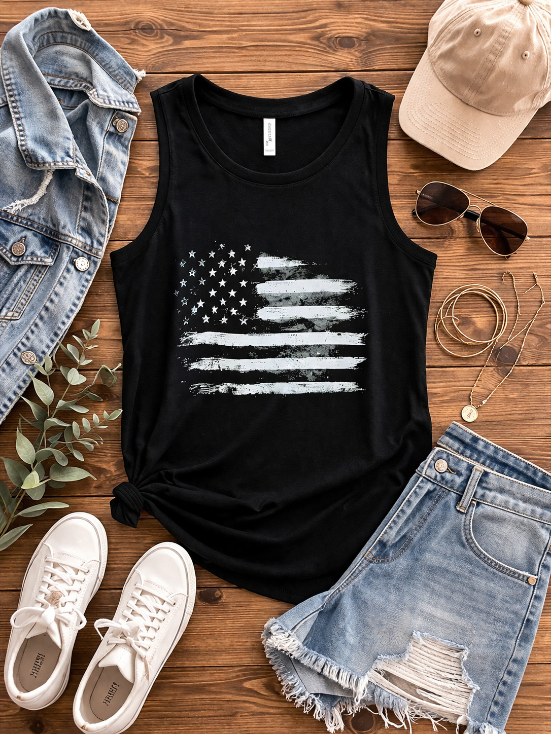 White American Flag Tank Ladies