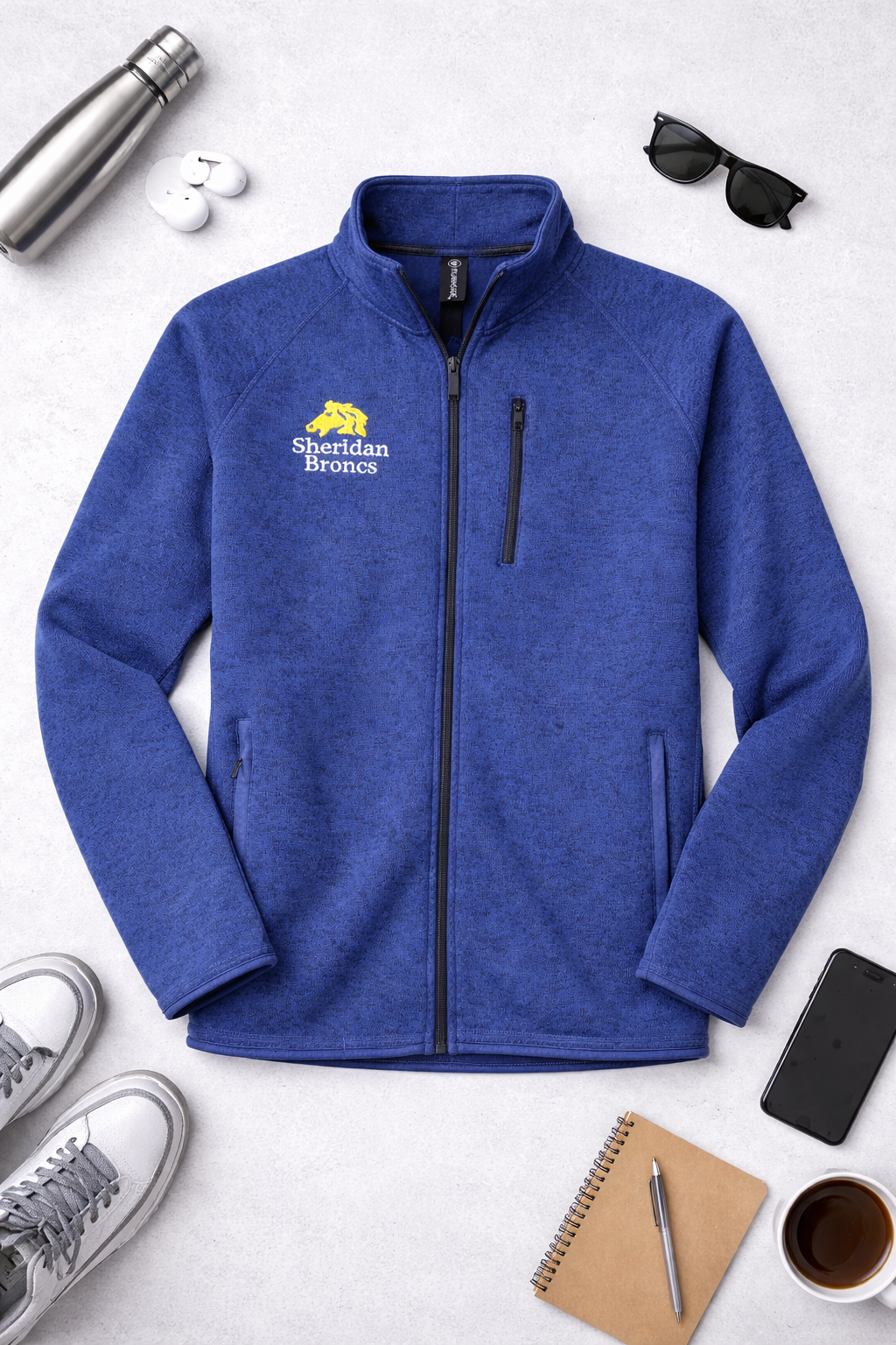 Sheridan Broncs Full Zip Jacket – Performance Fleece Zip-Up | Royal Blue